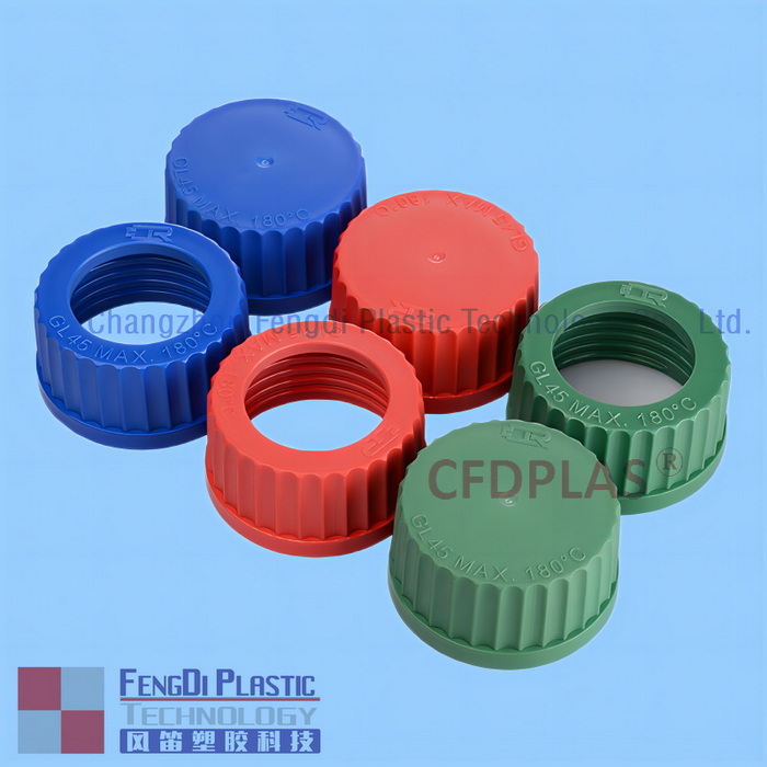 HPLC_mobile_phase_bottle_PBT_caps_GL45_4-ported_Green_red_color_CFDPLAS_02