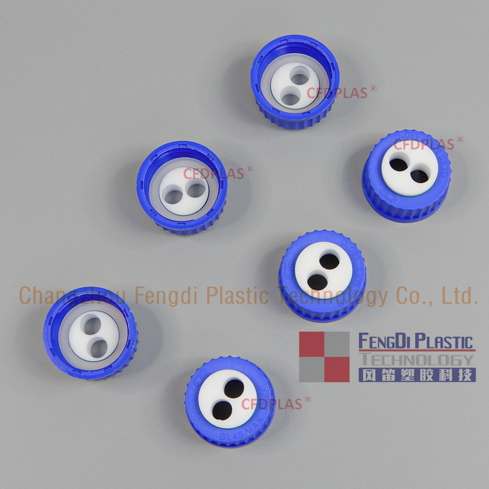 Mobile Phase Bottle Caps for GL45 Reservoirs,2 Port,PBT Collar